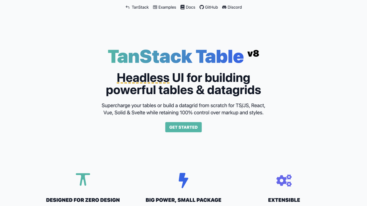 TanStack Table - open source headless UI for building data tables