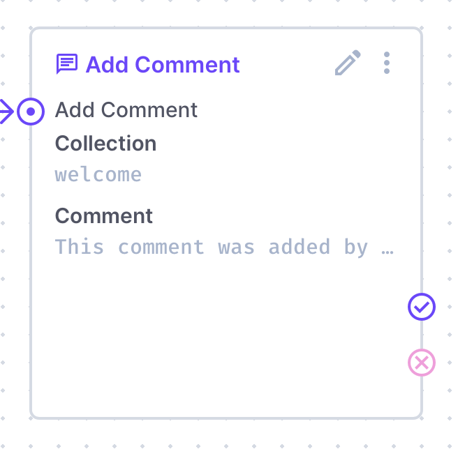 The flow overview card shows a collection and comment value.