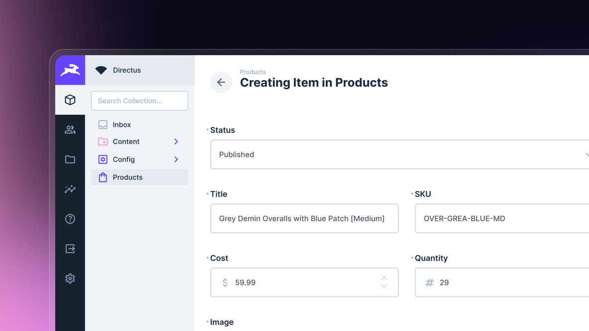 A screen shot of a product page with a purple background.