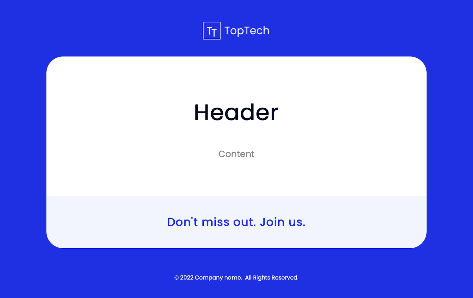A designed boilerplate email with clear placeholders for header text and content