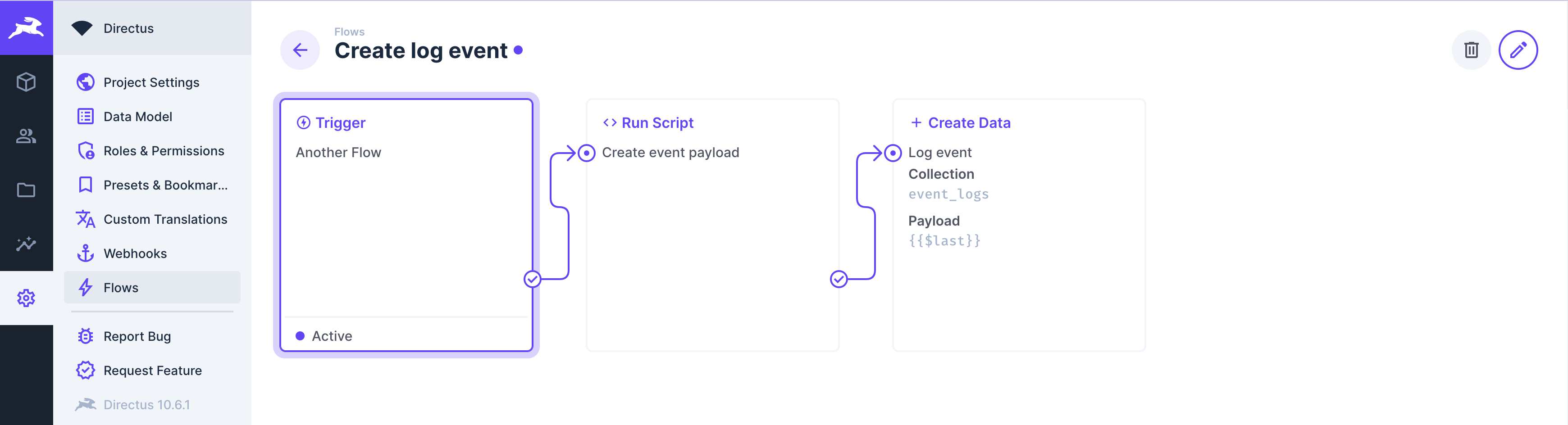 A Flow which creates event logs